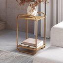 Ver imagem 3 de Mesa Lateral para Sala de Estar 40cm Orgânica Industrial Alek A03 Hanover Dourado - Lyam Decor