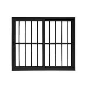 Janela 2 Folhas de Correr com Grade Alumínio Preto 100x100 Linha 25