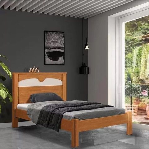 Cama de Solteiro Mdf Nature Off White Flex Amsterdã Fênix Fenix