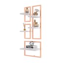 Ver imagem 1 de Prateleira Nicho de Parede Madeira 5 Industrial Pleno Móveis 5 Prateleiras Branco/cobre