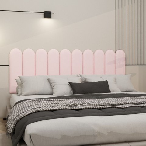 Cabeceira King Size Design Nuvem 45cm 10 Placas em Suede:rosa Bebe