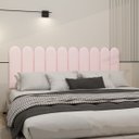 Ver imagem 1 de Cabeceira King Size Design Nuvem 45cm 10 Placas em Suede:rosa Bebe
