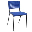 Ver imagem 2 de Kit 04 Cadeiras Empilhável Fixa Escritório Multiuso Base Preta Kimi P03 Azul - Lyam Decor