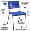 Ver imagem 3 de Kit 04 Cadeiras Empilhável Fixa Escritório Multiuso Base Preta Kimi P03 Azul - Lyam Decor
