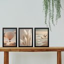 Ver imagem 1 de Kit 3 Quadros Fotos Suaves Nuances Bege para Sala ou Quarto 24x18cm:moldura Branca