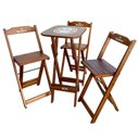 Ver imagem 2 de Kit 4 Conjuntos Bistrô Mesa com 3 Banquetas Dobráveis de Madeira Personalizada Hei - Imbuia