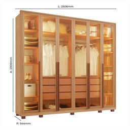 Guarda-roupas Reflecta 100% Mdf Tuboarte 6 Portas 6 Gavetas C/ Kit de Espelhos e Pés - 2