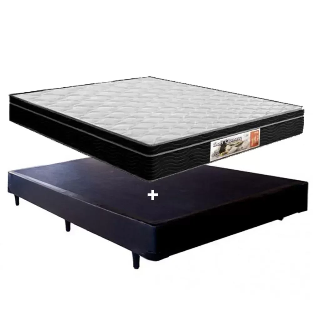Ver imagem 1 de Cama Box Casal Preto + Colchão Espuma 1,38 X 1,88 X 52 Cm
