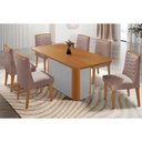 Ver imagem 1 de Conjunto: Mesa Sala Jantar Pietá C/ Tampo Madeirado Canto Curvo 180x90cm e 6 Cadeiras Maldivas