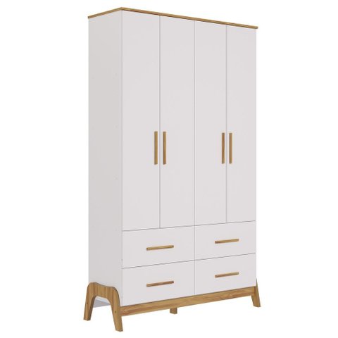 Armario 4 Portas Lisas Guti - Moveis Peroba Amendoa/branco