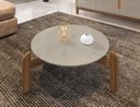 Ver imagem 1 de Mesa de Centro Circular para Sala de Estar Luna Off-white/cedro