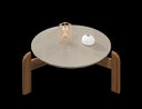 Ver imagem 2 de Mesa de Centro Circular para Sala de Estar Luna Off-white/cedro