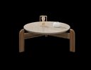 Ver imagem 4 de Mesa de Centro Circular para Sala de Estar Luna Off-white/cedro