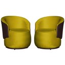 Ver imagem 2 de Kit 2 Poltronas Organica Beatriz Veludo Mostarda C/ Composê Corano Marrom - Lm Decor