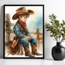 Ver imagem 1 de Quadro Decorativo Infantil Country Cowboy 45x34cm:moldura Branca