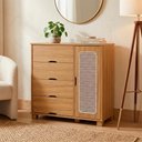 Ver imagem 7 de Comoda 4 Gavetas 1 Porta Mdf 81 Cm Clara Nature Decmade