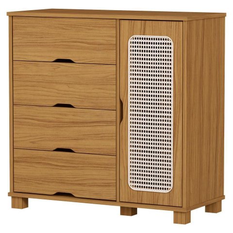 Comoda 4 Gavetas 1 Porta Mdf 81 Cm Clara Nature Decmade