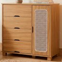 Ver imagem 2 de Comoda 4 Gavetas 1 Porta Mdf 81 Cm Clara Nature Decmade