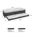 Ver imagem 3 de Cama Box Conjugada Solteiro 88CMX51CMX188CM Ortopédica D28 com Baú e Cama Auxiliar Laura Rbf Cinza