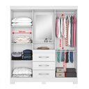Ver imagem 3 de Guarda-roupa Infantil 4 Portas 3 Gavetas Essen com Espelho Flex Rosa/branco - Pnr Móveis