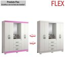 Ver imagem 5 de Guarda-roupa Infantil 4 Portas 3 Gavetas Essen com Espelho Flex Rosa/branco - Pnr Móveis