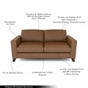 Ver imagem 3 de Sofá Sala de Estar Living 3 Lugares 260cm Presley Pés Madeira Couro Conhaque G52 - Gran Belo
