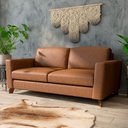 Ver imagem 1 de Sofá Sala de Estar Living 3 Lugares 260cm Presley Pés Madeira Couro Conhaque G52 - Gran Belo