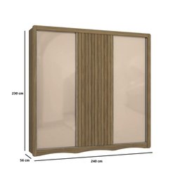 Guarda Roupa 3 Portas de Correr 4 Gavetas 240cm N576 Kappesberg - Nogueira/macadâmia - 2