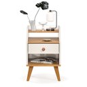 Ver imagem 4 de Mesa de Cabeceira para Quarto Retrô 1 Gaveta Puxador Rose Dakota - Off White/ Freijó