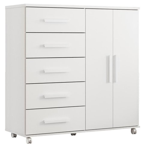 Cômoda Toronto 2 Portas e 5 Gavetas Branco - Móveis Albatroz