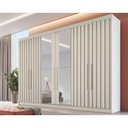 Ver imagem 1 de Guarda Roupa 6 Portas C/ 4 Ripadas e 6 Gavetas C/2 Espelhos Potente Off White - Europa