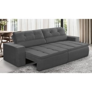 Sofá Retrátil e Reclinável 3 Lugares 2,30m com Molas Stella Suede Adonai Estofados