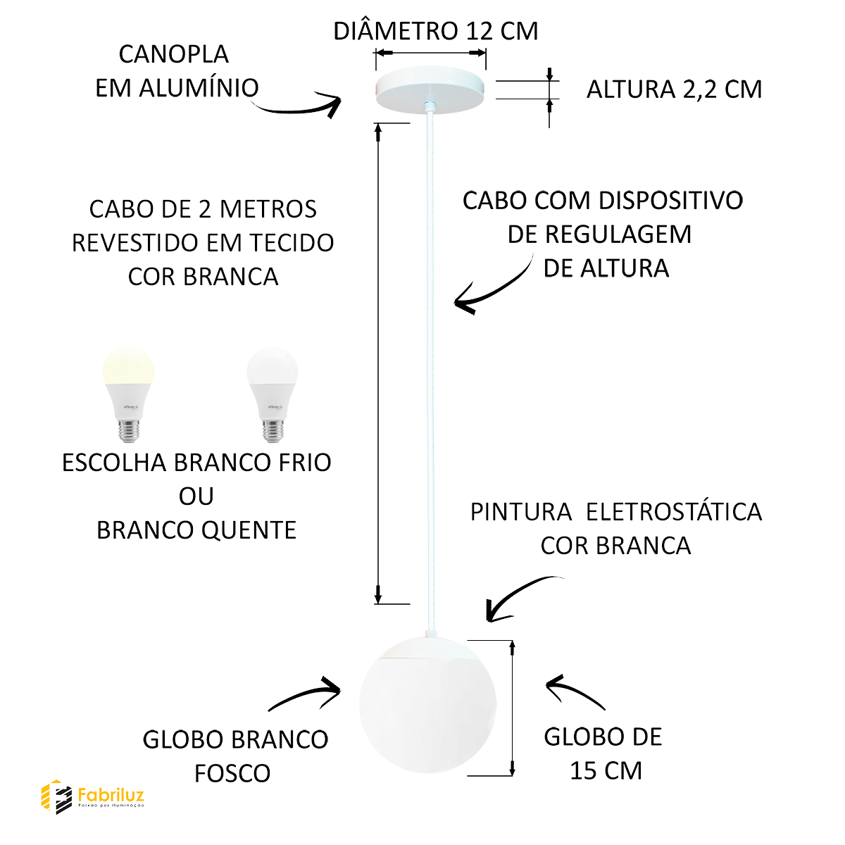 LUSTRE PENDENTE GLOBO VIDRO JABUTICABA STUTTGART BRANCO - 3