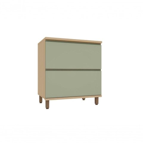 Balcão de Cozinha Domus 1 Porta 1 Gaveta MDF 80cm Verde UV com Tampo Luciane Móveis