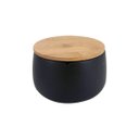 Ver imagem 1 de Pote Saleiro Açucareiro em Cerâmica Preto e Tampa Bambu Mimo Style