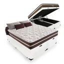 Ver imagem 1 de Cama Box Baú Queen 158 Tecido Sintético Branco com Colchão Little Angel - Bello Box - Mola Superlast