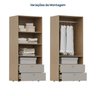 Guarda-Roupa 2 Módulos 2 Portas 3 Prateleiras 2 Gavetas Frame CabeCasa MadeiraOriginals - 12