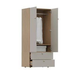 Guarda-Roupa 2 Módulos 2 Portas 3 Prateleiras 2 Gavetas Frame CabeCasa MadeiraMadeira - 13