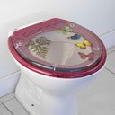 Ver imagem 3 de Assento Sanitario Poliester Decorado Borboletas Magenta Uni para Bacia Celite 6lpf