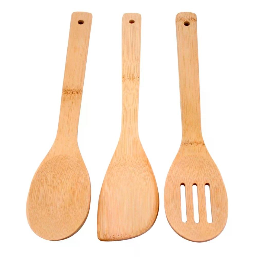 Jogo de 3 utensilios em bambu
