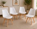 Ver imagem 1 de Kit 4 Cadeiras Leda com Almofada, Saarinen Wood Pés Madeira - Sala de Jantar, Cozinha, Escritório, H