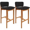 Ver imagem 1 de Kit 02 Banquetas Alta para Cozinha Sala de Jantar Bar Dara L02 Linho Chumbo - Lyam Decor