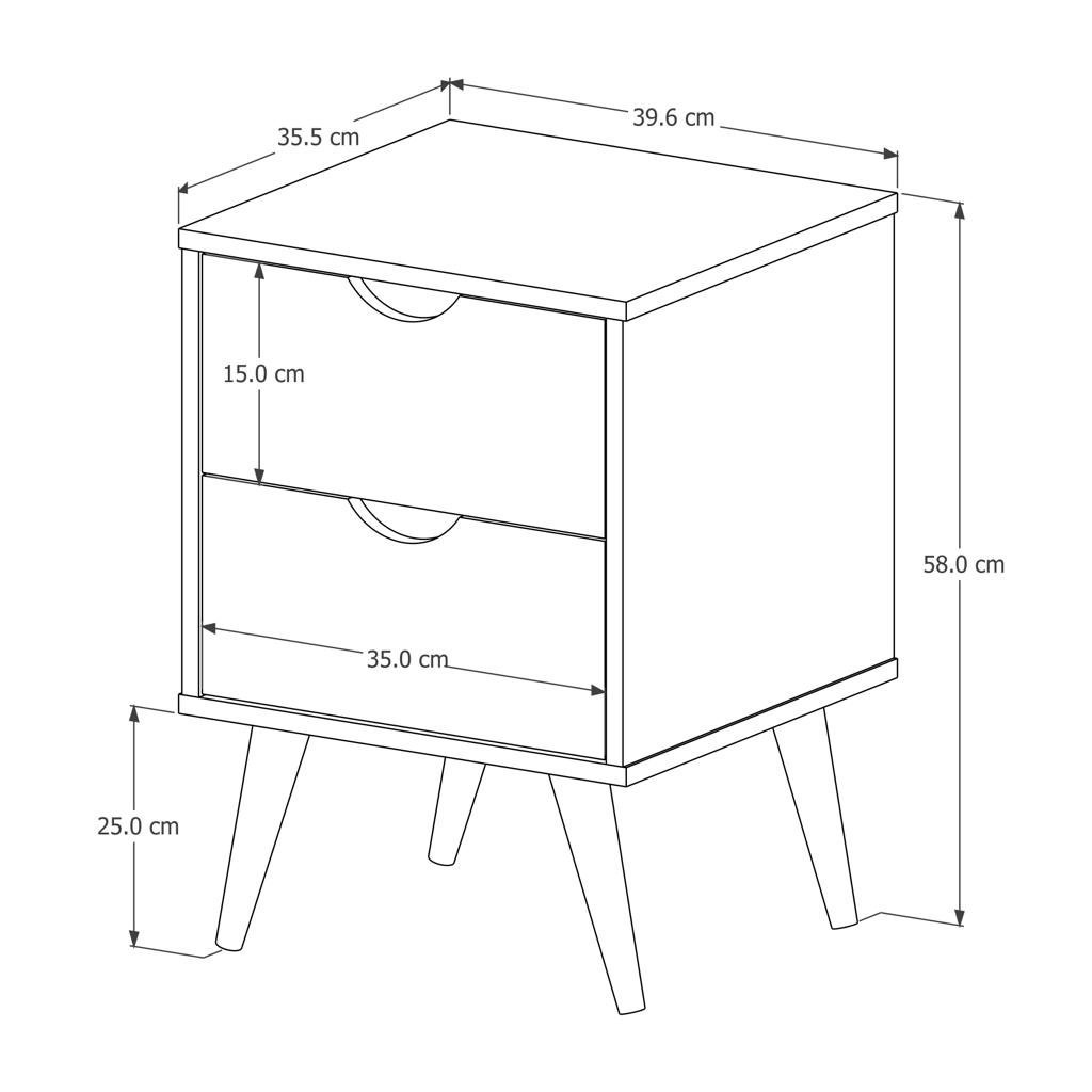 Mesa de Cabeceira para Quarto 2 Gavetas Decore Madri Retrô Pés Palito:preto - 3