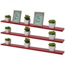 Ver imagem 1 de Kit 3 Prateleiras 70 X 15cm Vermelha Suporte Invisível