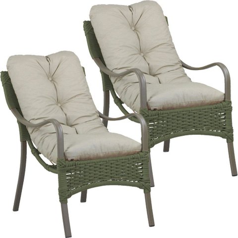 2 Poltronas Almofadadas Guanabara Alumínio para Varanda Jardim Piscina Trama Original