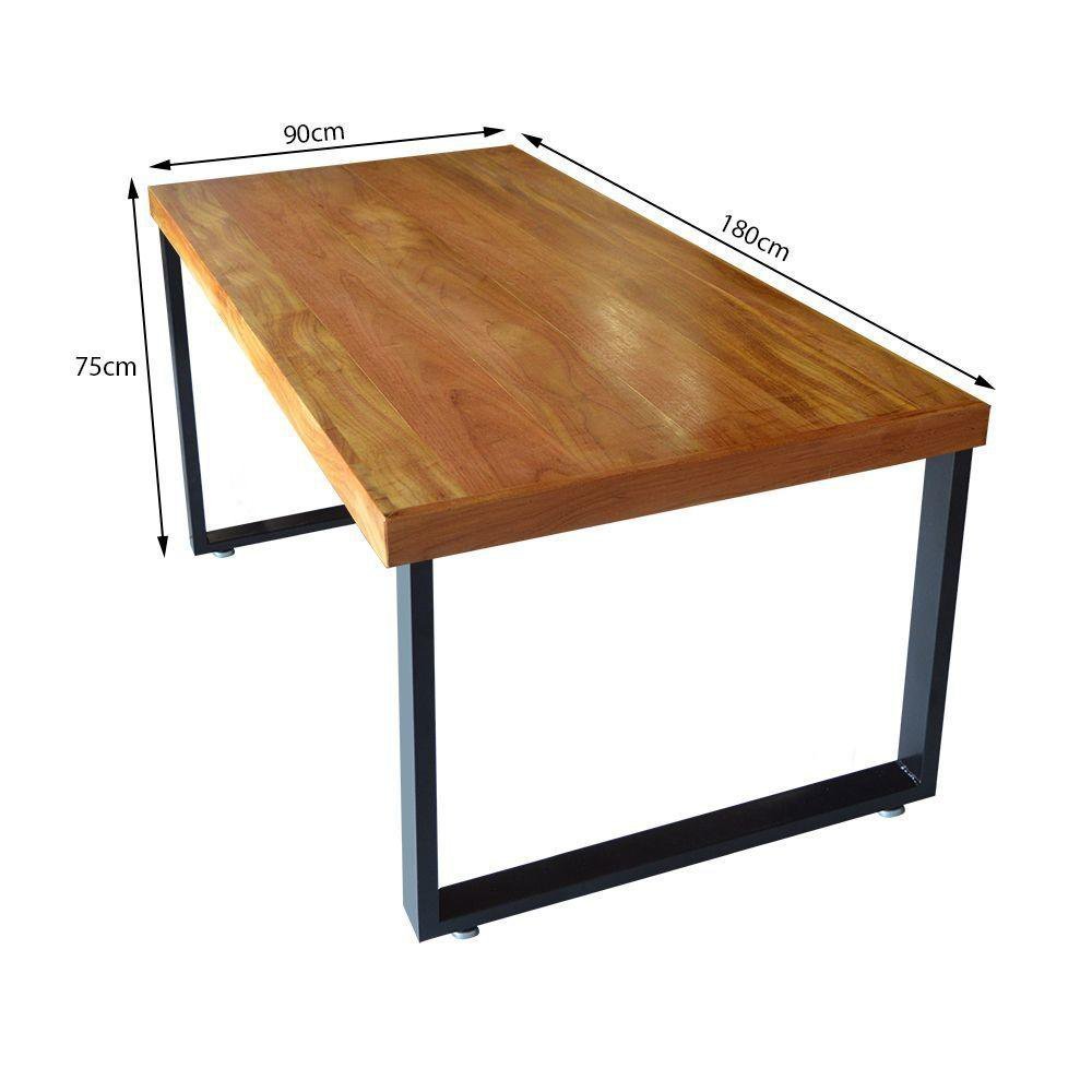 Conjunto Mesa Industrial 1,80 Ferragem Preta Com 6 Cadeiras New Alegra Preta Marrom - 2