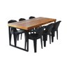 Conjunto Mesa Industrial 1,80 Ferragem Preta Com 6 Cadeiras New Alegra Preta Marrom - 1