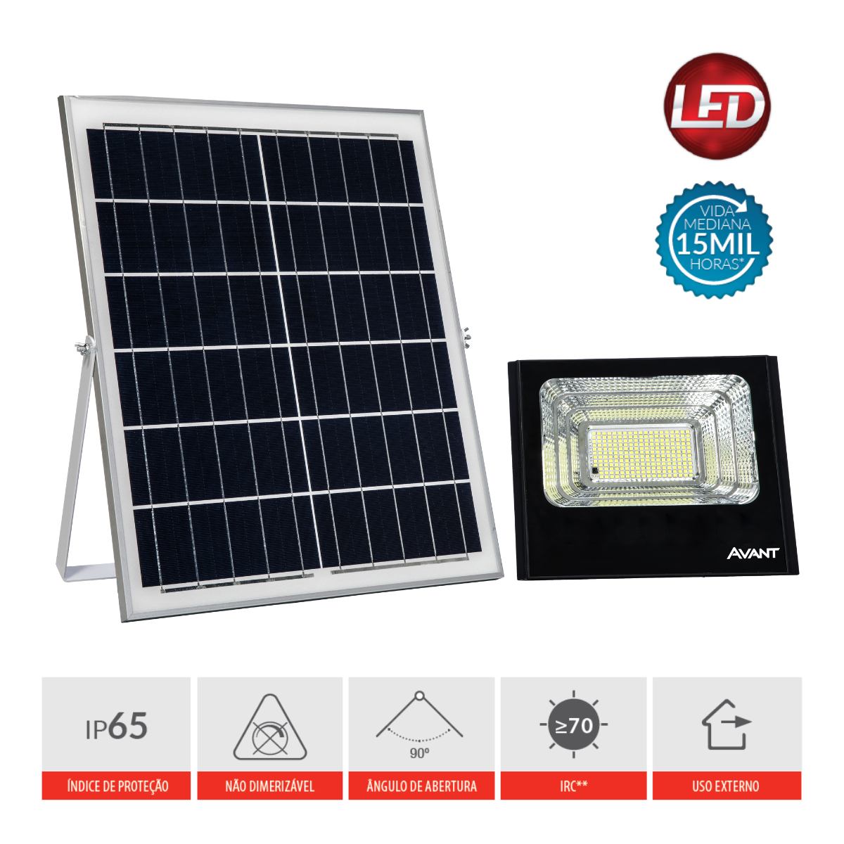 Refletor Solar Avant Ip65 6500k C/ Sensor Presenca 60w 23x18cm - 5