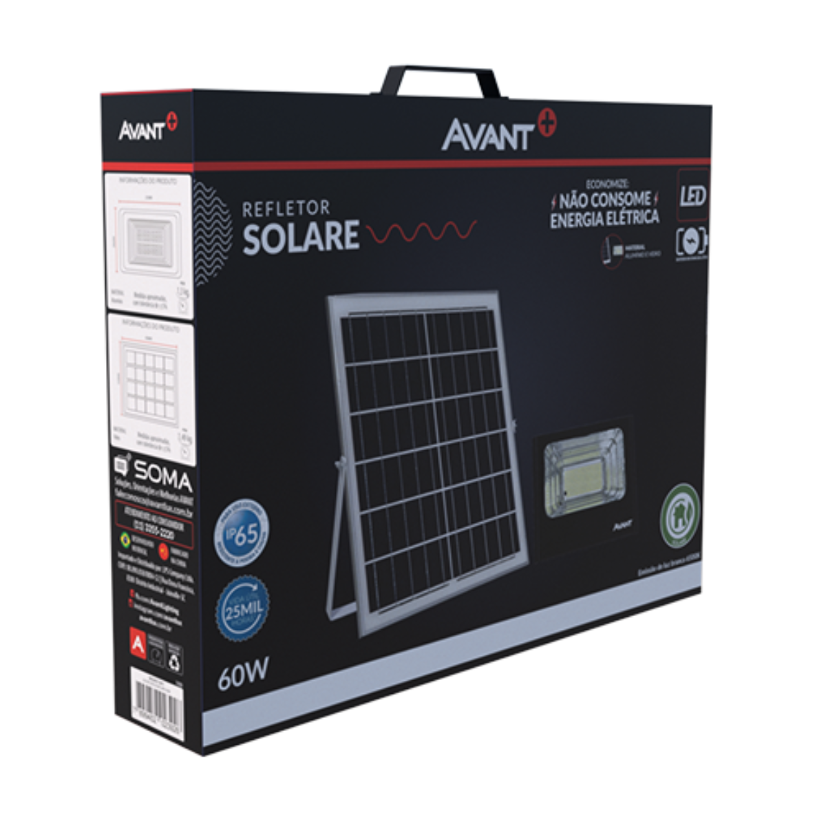 Refletor Solar Avant Ip65 6500k C/ Sensor Presenca 60w 23x18cm - 7