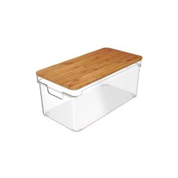 Organizador Clear 6,3l com Tampa de Bambu 30,5 X 15,5 X 15,5cm - 1